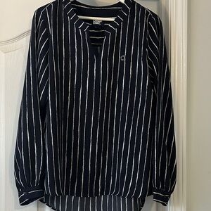 Chase Lands' End Women's Black and White Striped Blouse